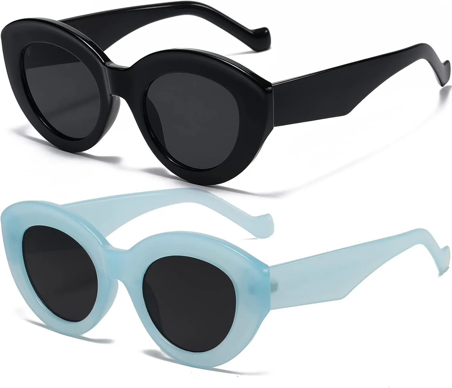 AIEYEZO Oversized Cat Eye Sunglasses for Women Cute Oval Thick Frame Cateye Sun Glasses Chic Retro Style Shades