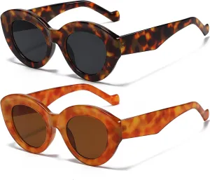 AIEYEZO Oversized Cat Eye Sunglasses for Women Cute Oval Thick Frame Cateye Sun Glasses Chic Retro Style Shades