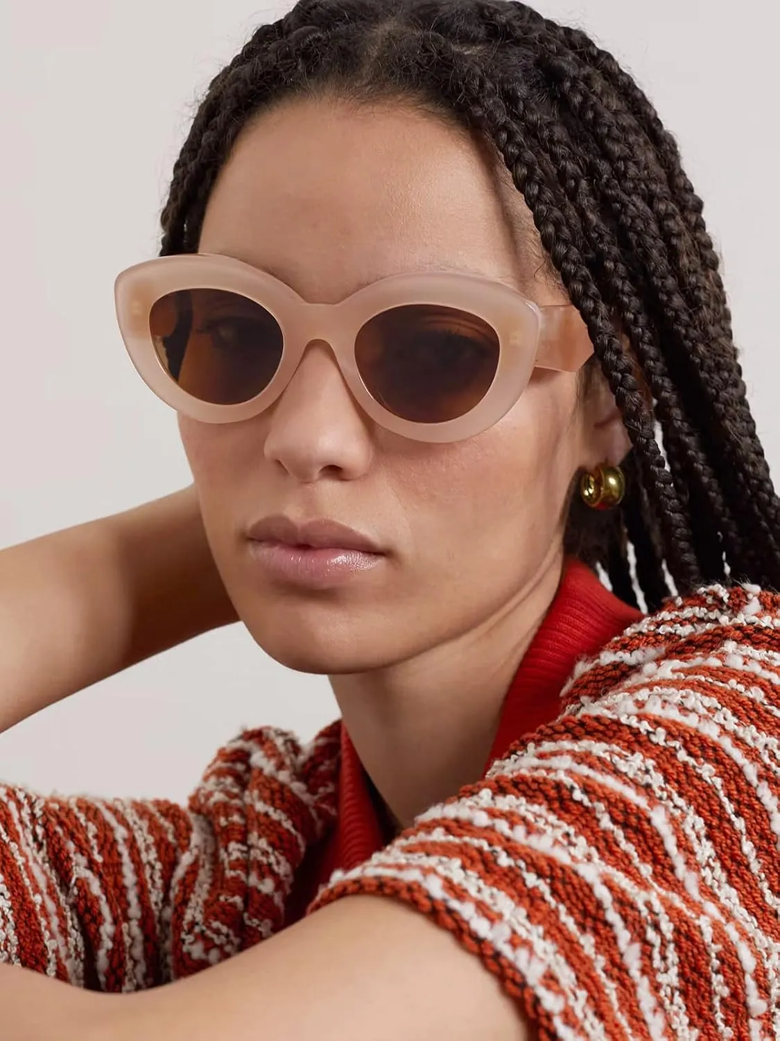 AIEYEZO Oversized Cat Eye Sunglasses for Women Cute Oval Thick Frame Cateye Sun Glasses Chic Retro Style Shades