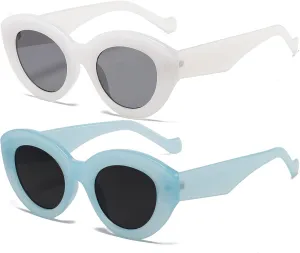 AIEYEZO Oversized Cat Eye Sunglasses for Women Cute Oval Thick Frame Cateye Sun Glasses Chic Retro Style Shades