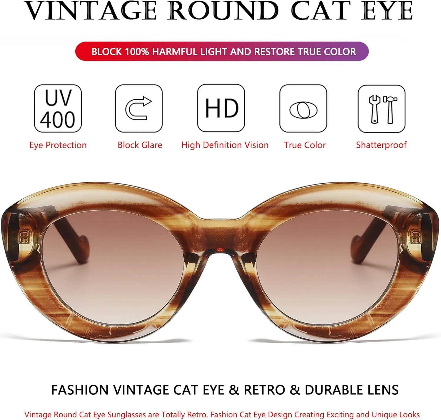 AIEYEZO Oversized Cat Eye Sunglasses for Women Cute Oval Thick Frame Cateye Sun Glasses Chic Retro Style Shades