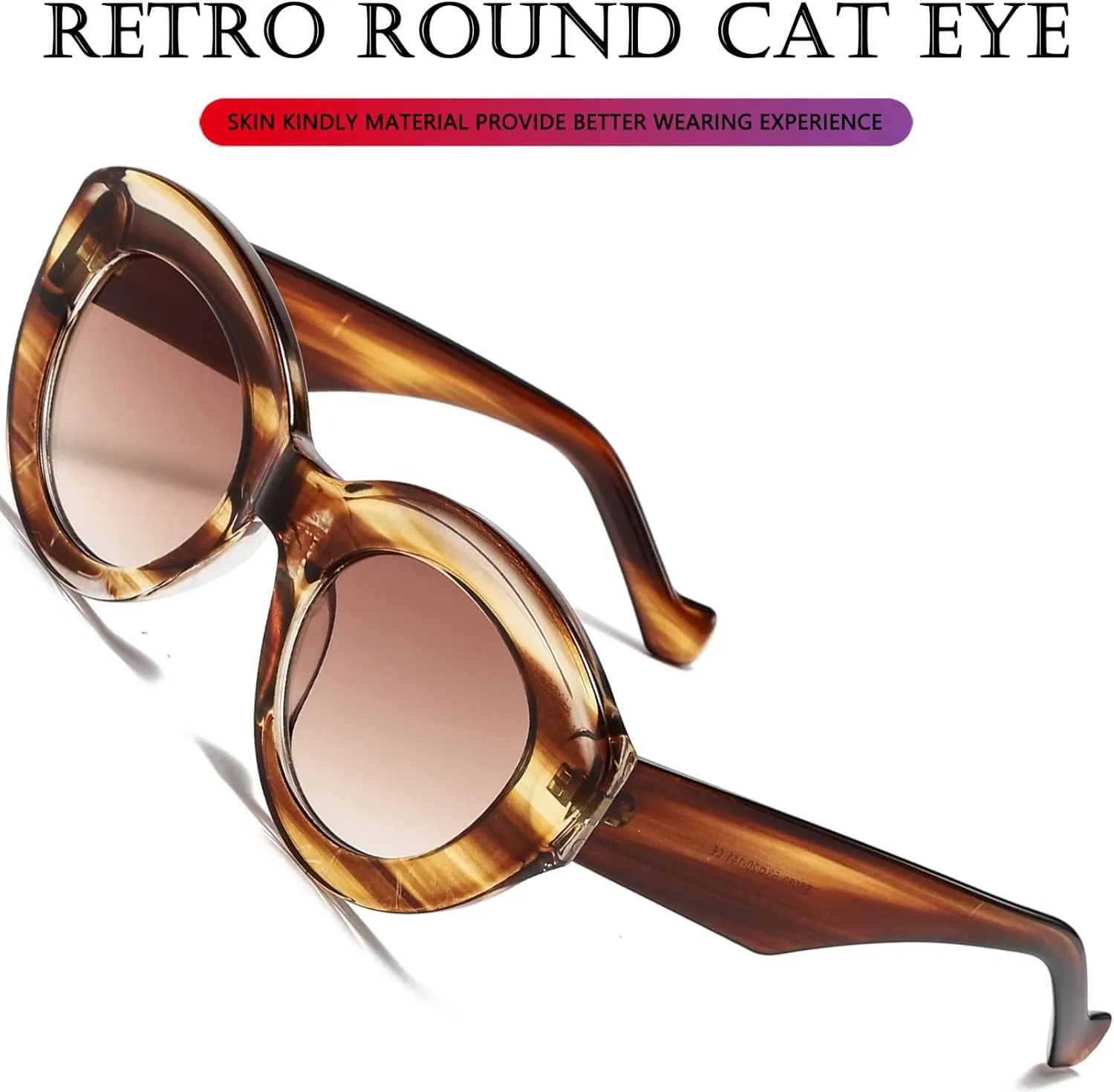 AIEYEZO Oversized Cat Eye Sunglasses for Women Cute Oval Thick Frame Cateye Sun Glasses Chic Retro Style Shades