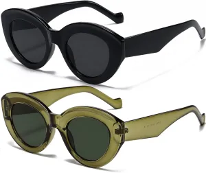 AIEYEZO Oversized Cat Eye Sunglasses for Women Cute Oval Thick Frame Cateye Sun Glasses Chic Retro Style Shades