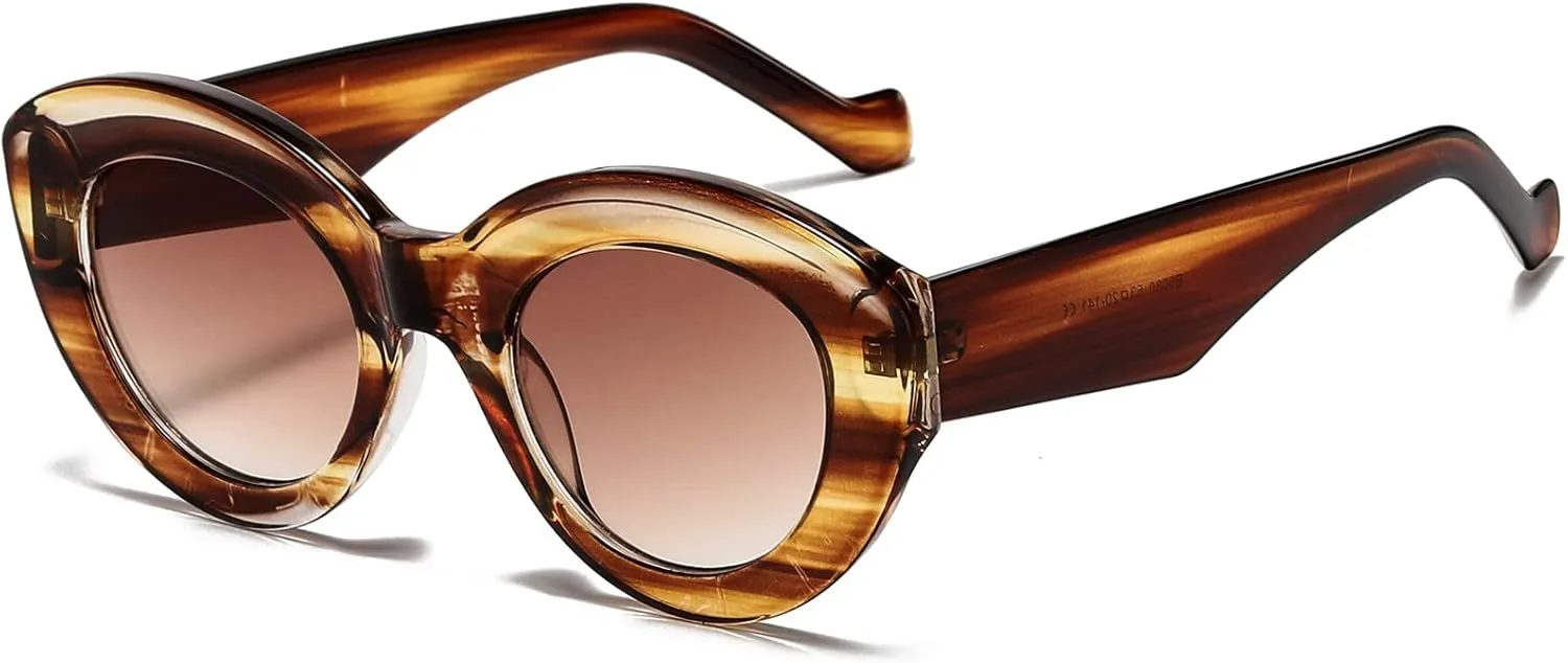 AIEYEZO Oversized Cat Eye Sunglasses for Women Cute Oval Thick Frame Cateye Sun Glasses Chic Retro Style Shades