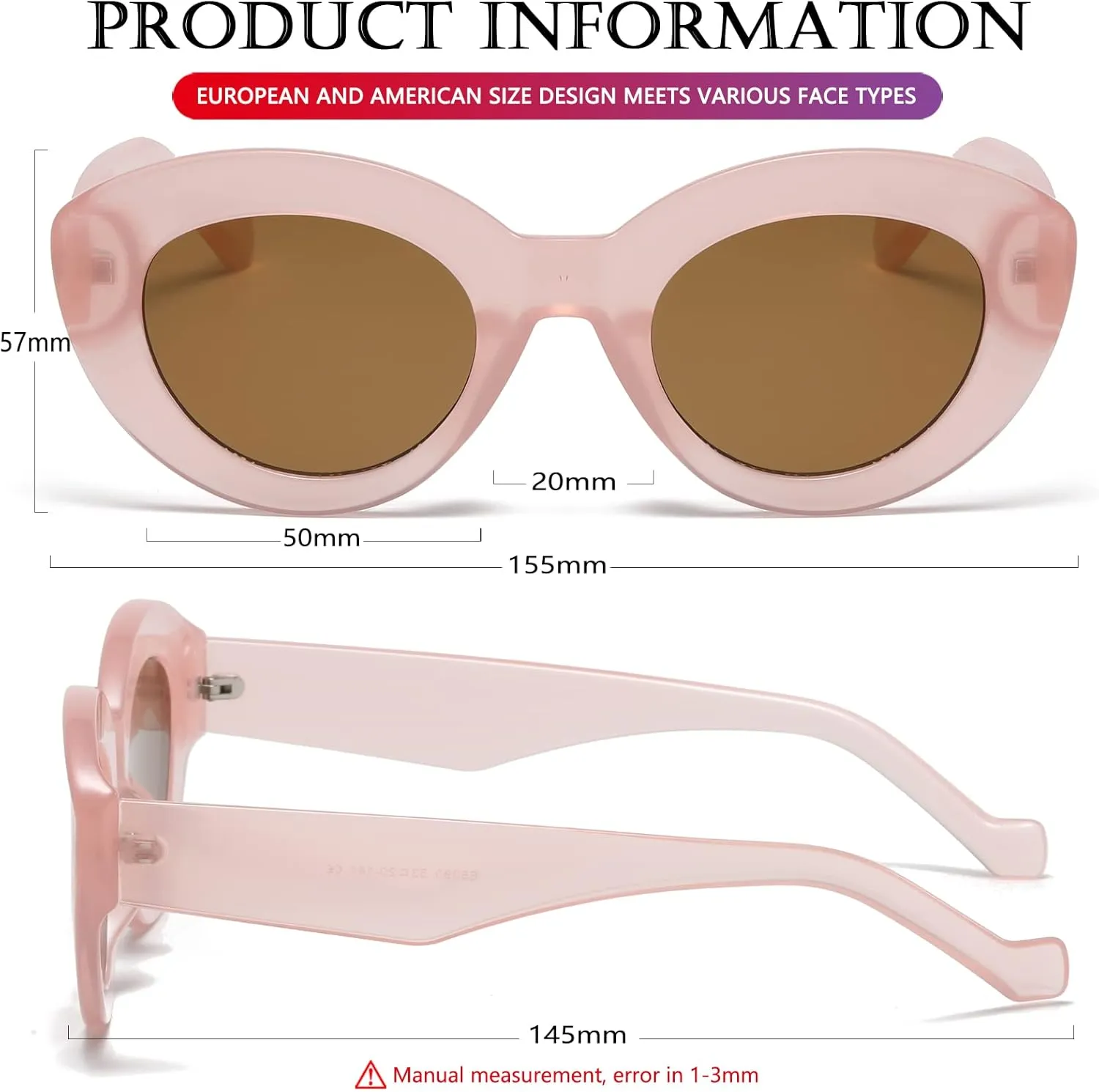 AIEYEZO Oversized Cat Eye Sunglasses for Women Cute Oval Thick Frame Cateye Sun Glasses Chic Retro Style Shades