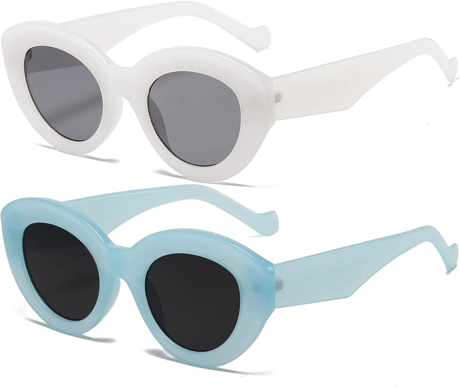 AIEYEZO Oversized Cat Eye Sunglasses for Women Cute Oval Thick Frame Cateye Sun Glasses Chic Retro Style Shades