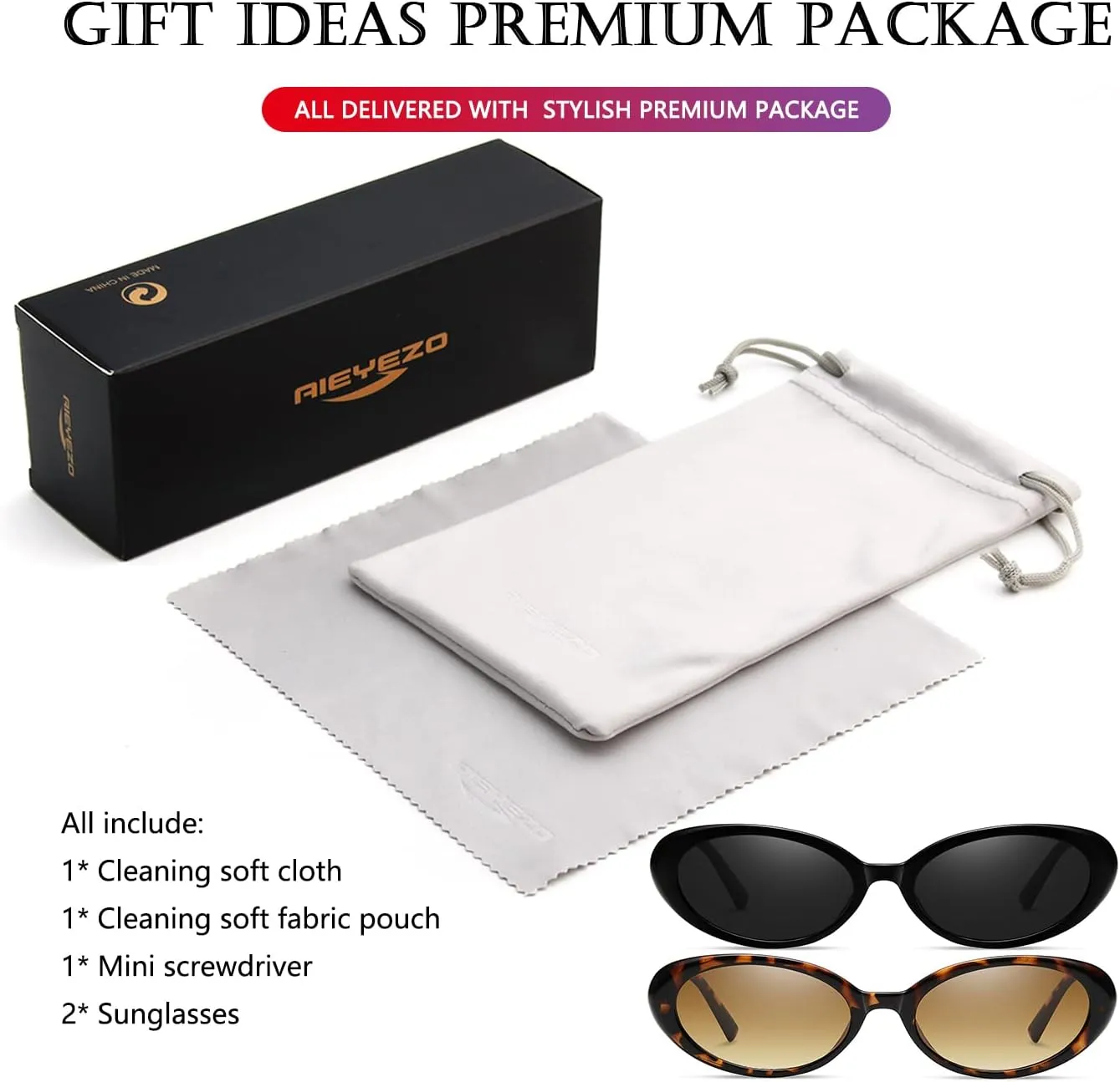 AIEYEZO Retro Oval Sunglasses for Women Fashion Small Oval Frame Sun Glasses 90s Vintage Style Shades