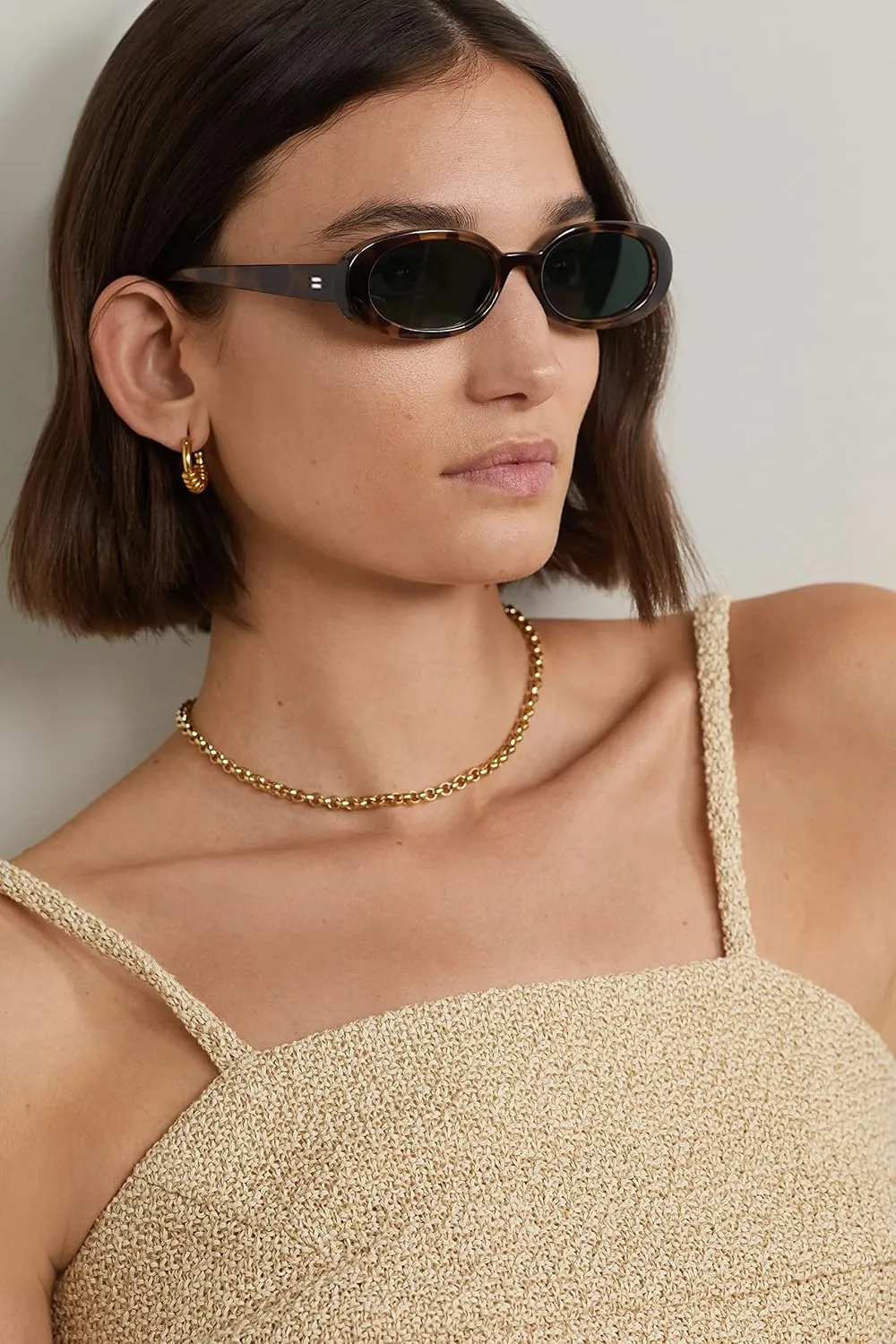 AIEYEZO Retro Oval Sunglasses for Women Fashion Small Oval Frame Sun Glasses 90s Vintage Style Shades