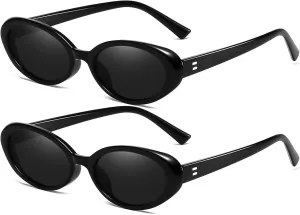 AIEYEZO Retro Oval Sunglasses for Women Fashion Small Oval Frame Sun Glasses 90s Vintage Style Shades