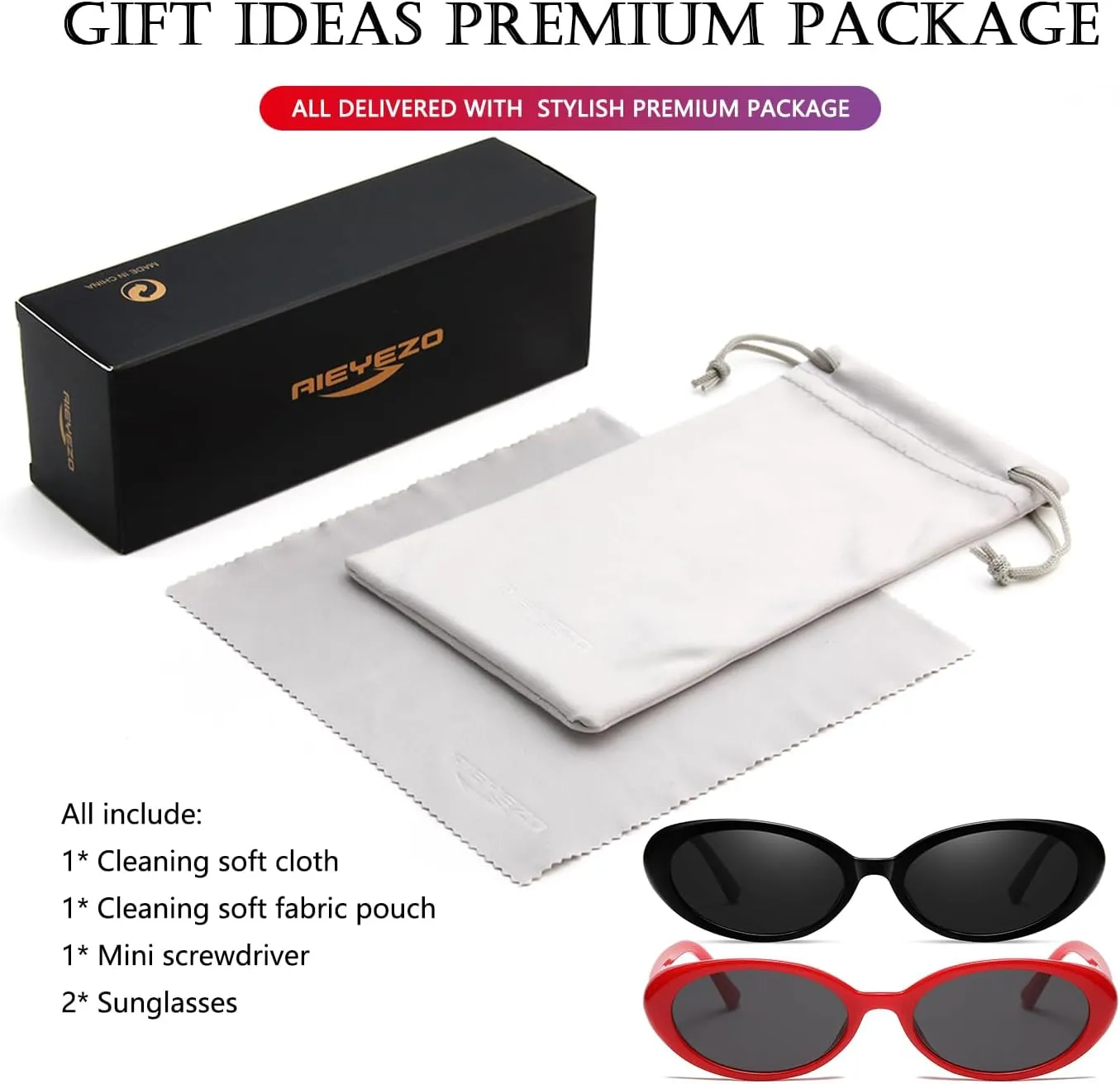 AIEYEZO Retro Oval Sunglasses for Women Fashion Small Oval Frame Sun Glasses 90s Vintage Style Shades