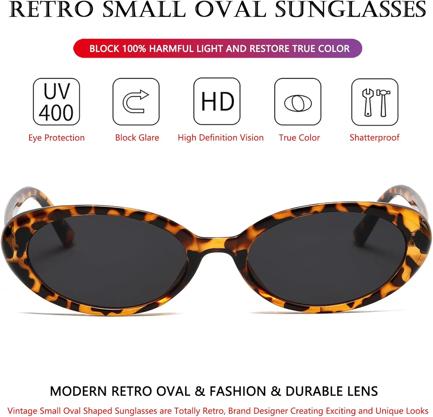 AIEYEZO Retro Oval Sunglasses for Women Fashion Small Oval Frame Sun Glasses 90s Vintage Style Shades