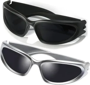 AIEYEZO Wrap Around Sports Sunglasses for Men Women Fashion Oval Thick Frame Sun Glasses Stylish Sport Wrap Shades