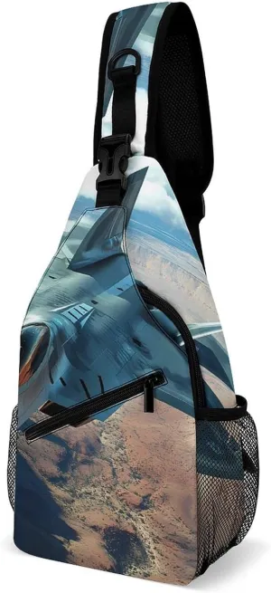 Air Force Jet Aircraft Sky Sling Backpack Multipurpose Crossbody Shoulder Bags Travel Chest Bag Hiking Daypack