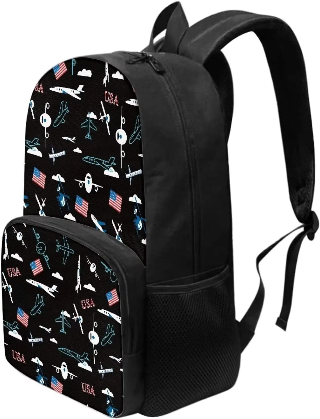 Aircraft and Flags Middle School Backpack for Boys Personalised Schoolbag Boys Elementary Schoolbag Junior Schoolbag Canvas Backpack Children's Schoolbag Crossbody Bag