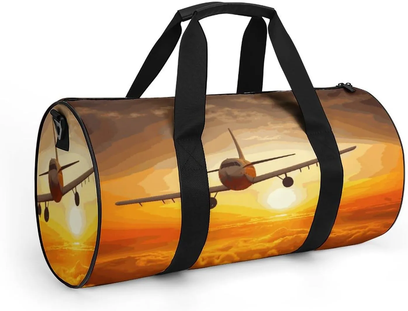 Aircraft Plane at Sunset Gym Bag Small Travel Duffle Bag with Compartment Carry On Weekender Bag for Women Men