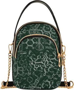 ALAZA Chain Crossbody Bags for Women Science Old Chemistry Education Quilted Shoulder Crossbody Handbags Travel Cross Body Cell Phone Purses Bags