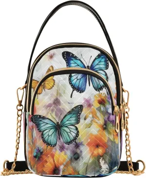 ALAZA Quilted Crossbody Bags for Women,Butterflies (18) Women's Crossbody Handbags Small Travel Purses Phone Bag
