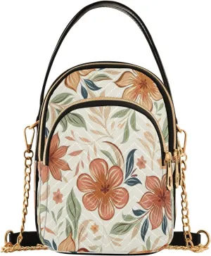 ALAZA Quilted Crossbody Bags for Women,Colored Floral Pattern Flowers Background Vector Illustration 02 Women's Crossbody Handbags Small Travel Purses Phone Bag