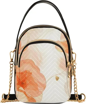 ALAZA Quilted Crossbody Bags for Women,Copy Space Abstract Artistic Background Vector Flowers and Plant Leaves Women's Crossbody Handbags Small Travel Purses Phone Bag