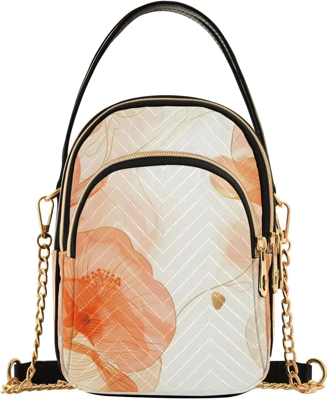 ALAZA Quilted Crossbody Bags for Women,Copy Space Abstract Artistic Background Vector Flowers and Plant Leaves Women's Crossbody Handbags Small Travel Purses Phone Bag