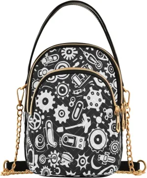 ALAZA Quilted Crossbody Bags for Women,Machinery Women's Crossbody Handbags Small Travel Purses Phone Bag