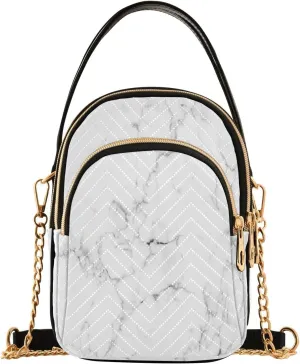 ALAZA Quilted Crossbody Bags for Women,Marble Women's Crossbody Handbags Small Travel Purses Phone Bag
