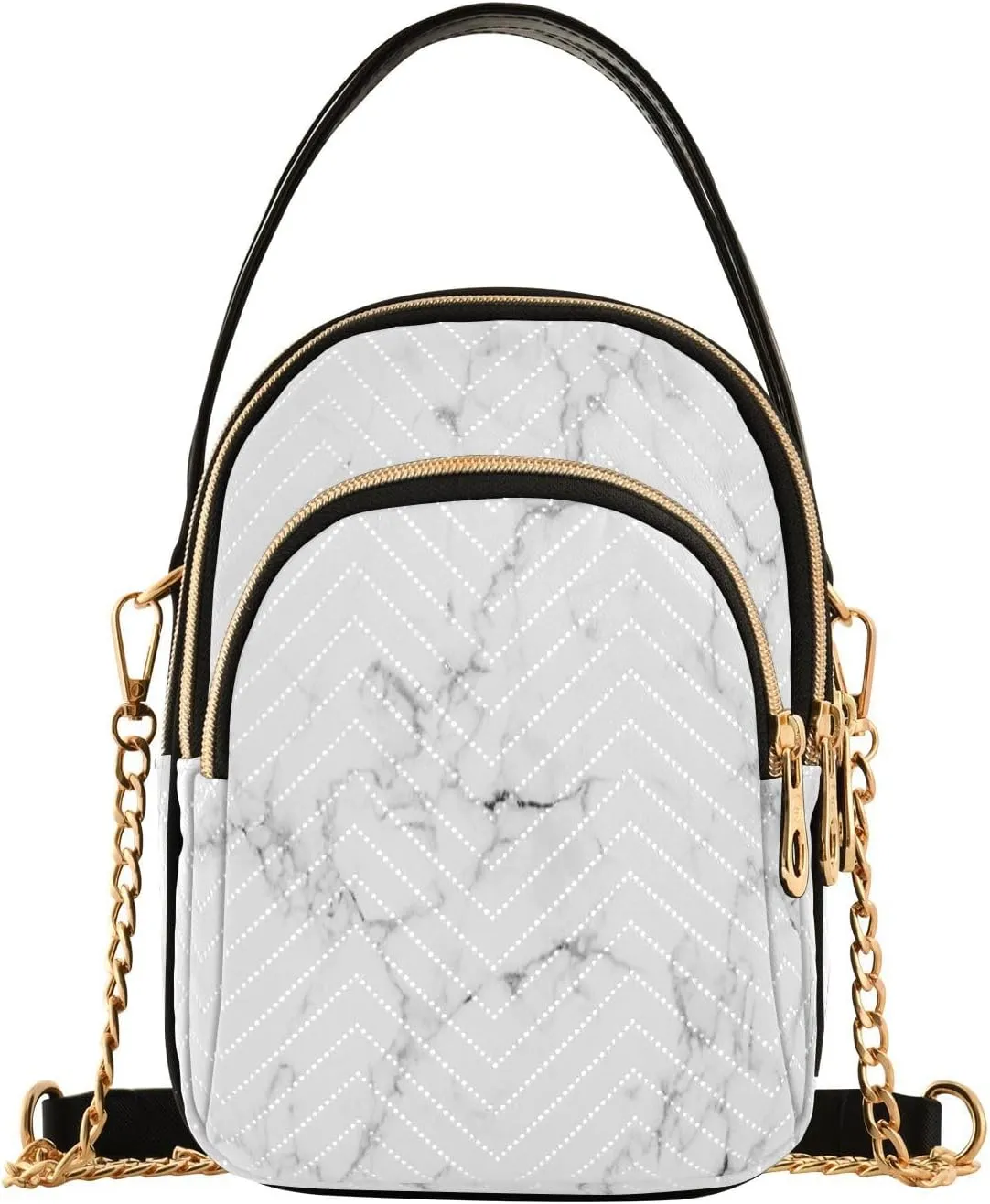 ALAZA Quilted Crossbody Bags for Women,Marble Women's Crossbody Handbags Small Travel Purses Phone Bag