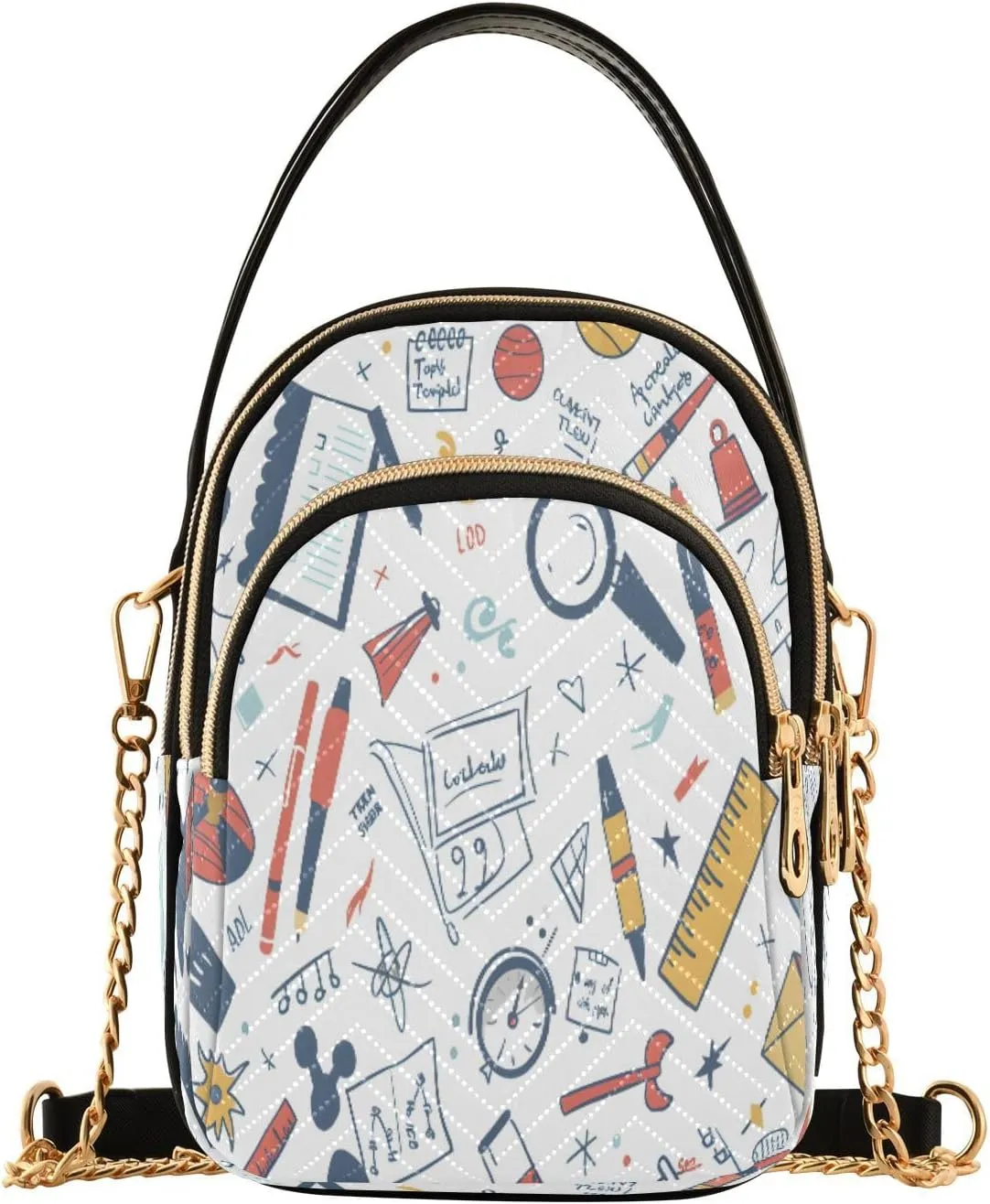 ALAZA Quilted Crossbody Bags for Women,Math Topic Science Women's Crossbody Handbags Small Travel Purses Phone Bag