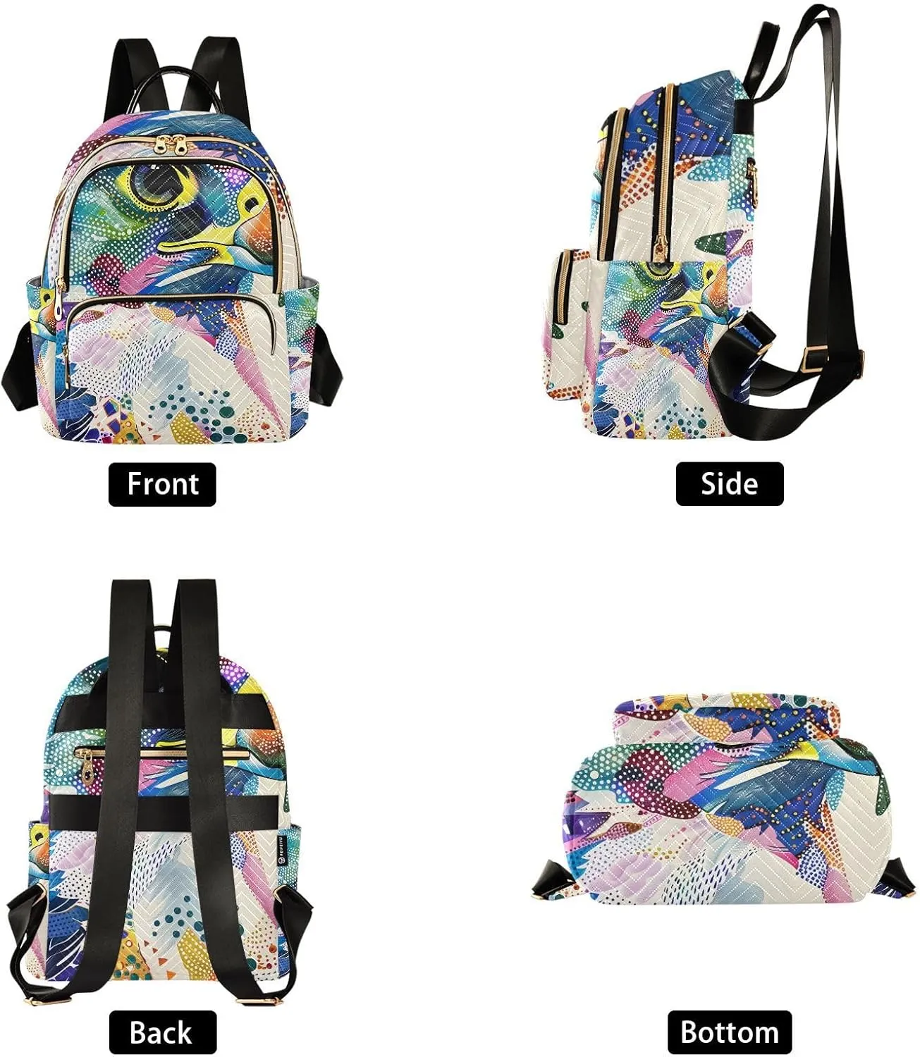 ALAZA Small Backpack Purse Falcon Color Clip Art Quilted Backpack for Women Teen Girls Fashion Daypack Ladies Bookbag Travel Work Daily Rucksack