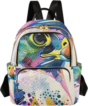 ALAZA Small Backpack Purse Falcon Color Clip Art Quilted Backpack for Women Teen Girls Fashion Daypack Ladies Bookbag Travel Work Daily Rucksack