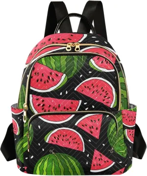 ALAZA Small Backpack Purse for Women Teen Girls Juicy Watermelon Summer Fruit Quilted Backpack Fashion Bookbag Mini School Daypack Ladies Shoulder Bag Everyday Purses