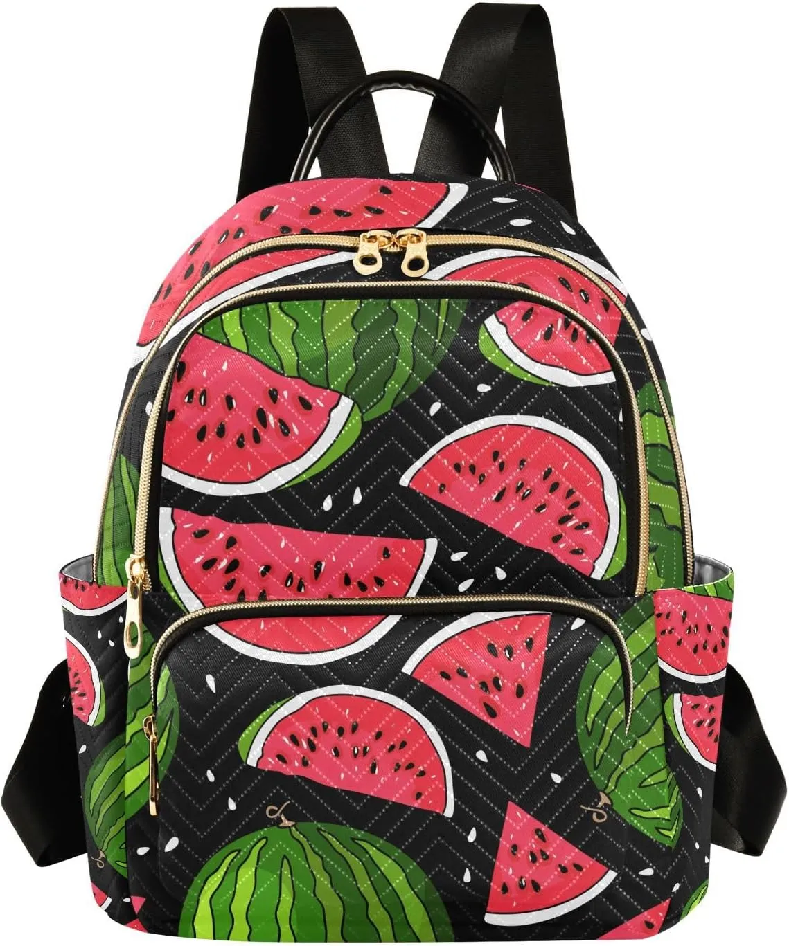 ALAZA Small Backpack Purse for Women Teen Girls Juicy Watermelon Summer Fruit Quilted Backpack Fashion Bookbag Mini School Daypack Ladies Shoulder Bag Everyday Purses