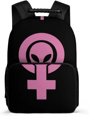 Alien Feminist Symbol Travel Backpack Casual Daypacks Computer Shoulder Bag for Work Shopping Unisex 16 Inch
