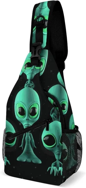 Aliens Crossbody Sling Bag for Women Men Sling Backpack Travel Chest Bag Pack Man Purse Shoulder Bags Daypack for Travel Hiking Cycling