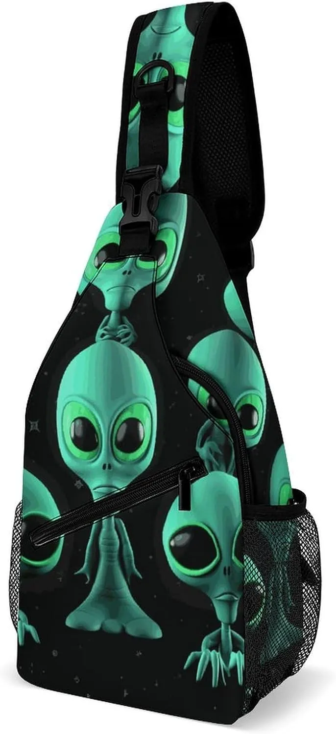 Aliens Crossbody Sling Bag for Women Men Sling Backpack Travel Chest Bag Pack Man Purse Shoulder Bags Daypack for Travel Hiking Cycling