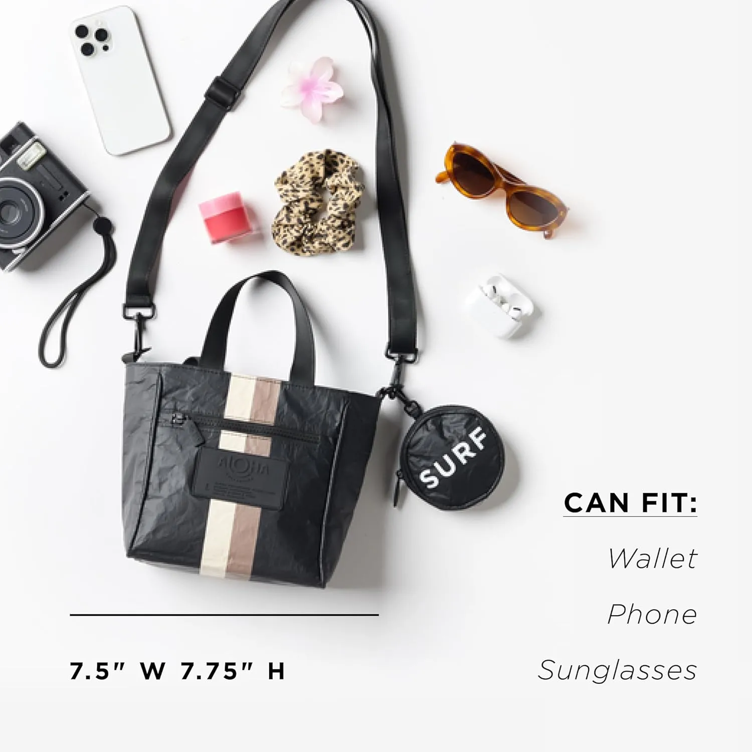 ALOHA Collection Crossbody Bag - Zip-Top Closure, Lightweight, Splash-Proof Mini Tote Bag for Travel, and Everyday Use