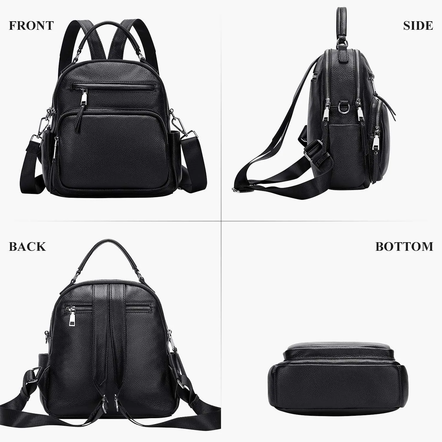 ALTOSY Genuine Leather Backpack for Women Small Convertible Backpack Purse Ladies Shoulder Bag 4 in 1 to Carry