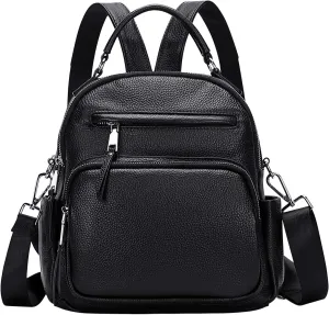ALTOSY Genuine Leather Backpack for Women Small Convertible Backpack Purse Ladies Shoulder Bag 4 in 1 to Carry