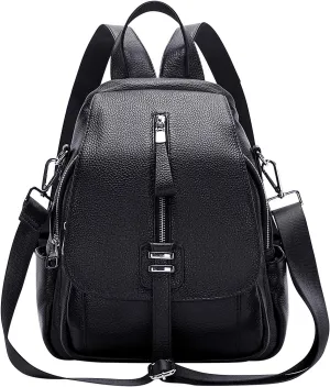 ALTOSY Genuine Leather Backpack Purse for Women Convertible Shoulder Bag with Buckle Flap
