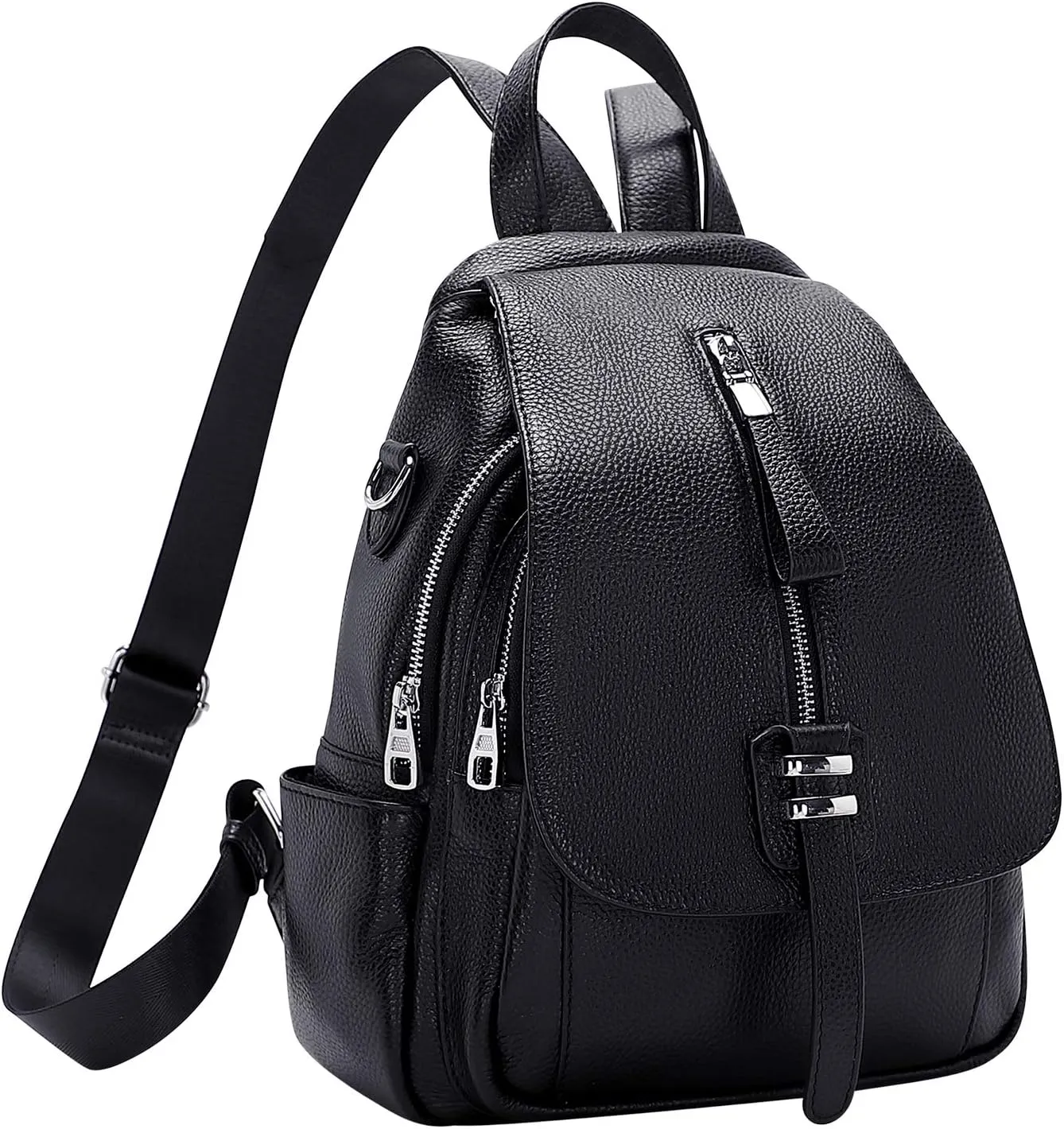 ALTOSY Genuine Leather Backpack Purse for Women Convertible Shoulder Bag with Buckle Flap