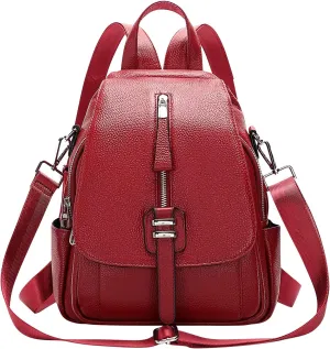 ALTOSY Genuine Leather Backpack Purse for Women Convertible Shoulder Bag with Buckle Flap