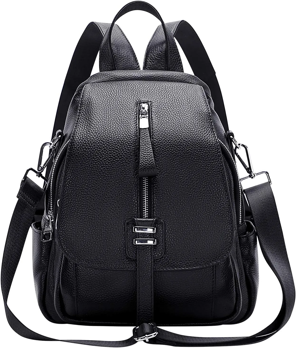 ALTOSY Genuine Leather Backpack Purse for Women Convertible Shoulder Bag with Buckle Flap