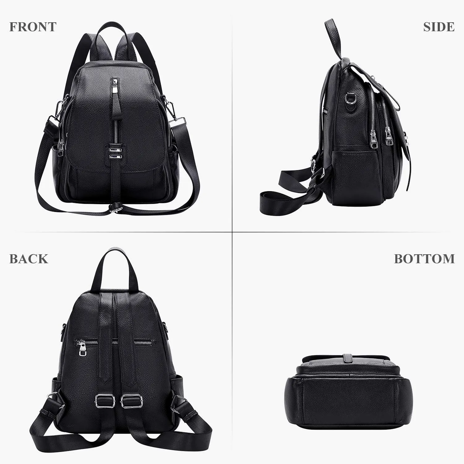 ALTOSY Genuine Leather Backpack Purse for Women Convertible Shoulder Bag with Buckle Flap