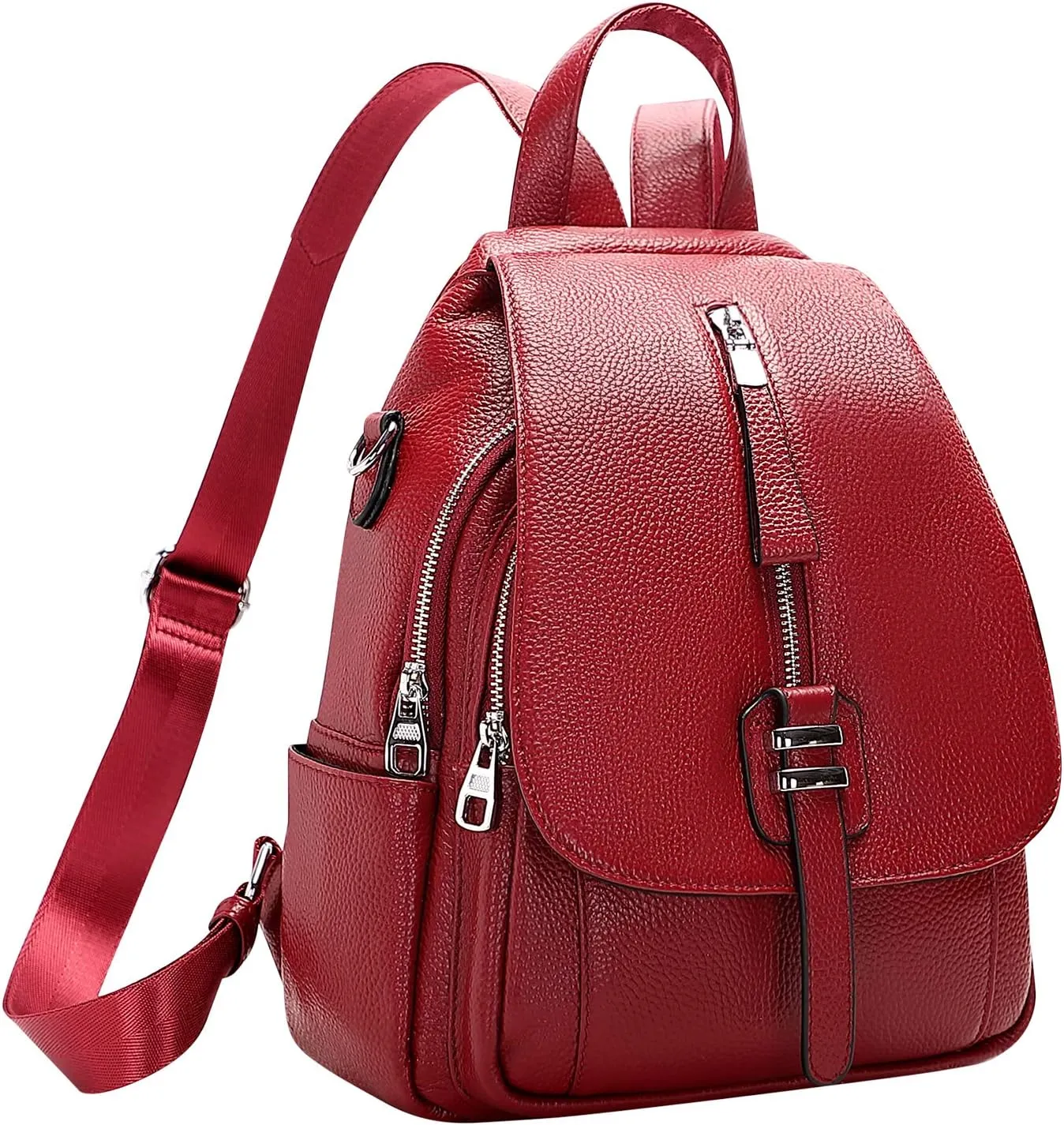 ALTOSY Genuine Leather Backpack Purse for Women Convertible Shoulder Bag with Buckle Flap