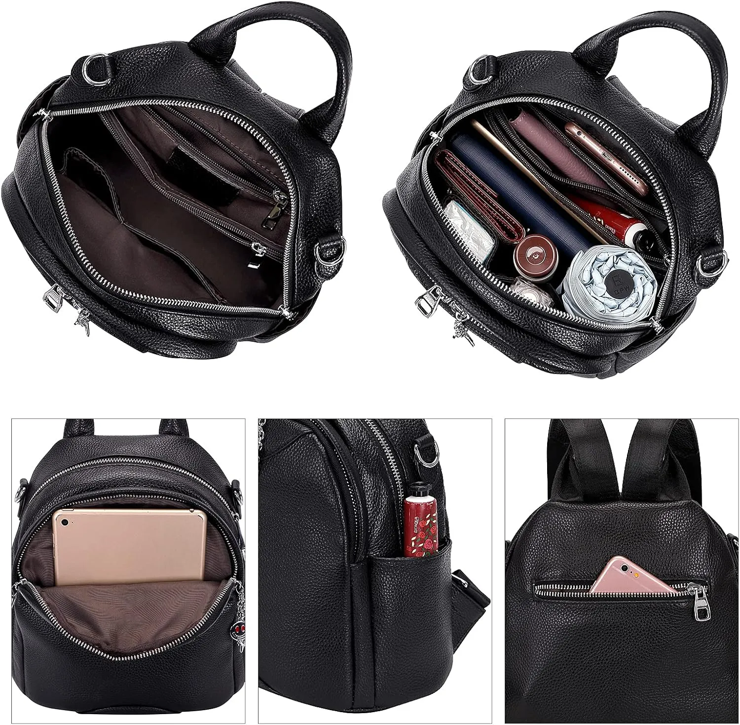ALTOSY Soft Genuine Leather Backpack for Women Small Convertible Backpack Purse Shoulder Bag for Ladies