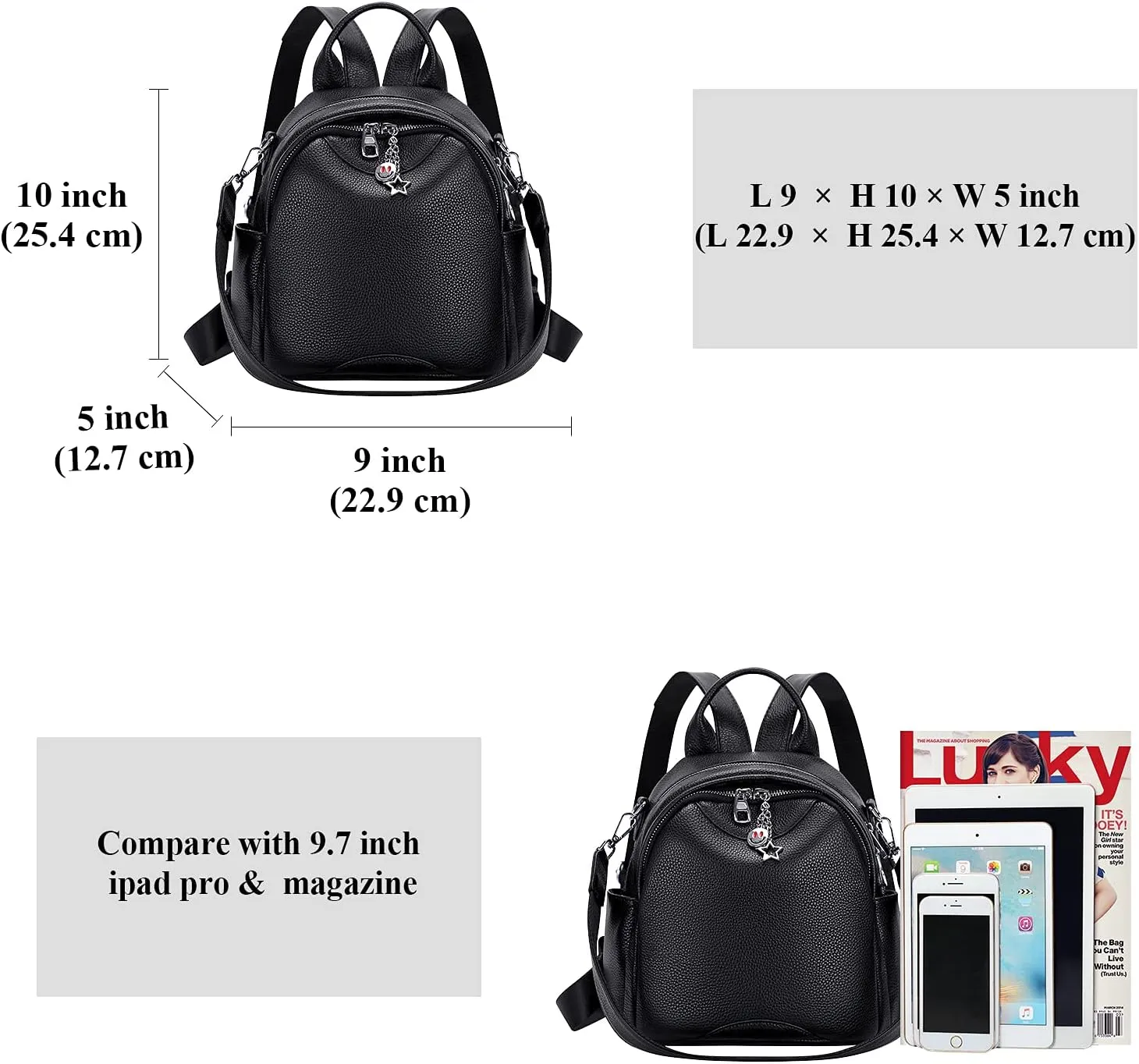 ALTOSY Soft Genuine Leather Backpack for Women Small Convertible Backpack Purse Shoulder Bag for Ladies