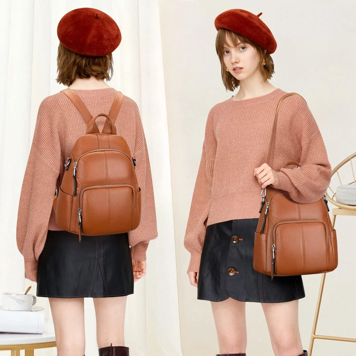 ALTOSY Soft Leather Backpack Purse For Women Backpacks Versatile Shoulder Bag