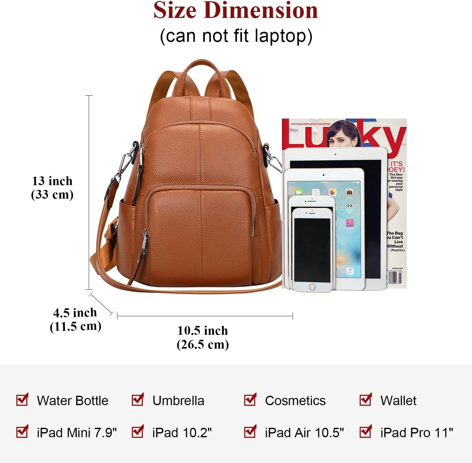 ALTOSY Soft Leather Backpack Purse For Women Backpacks Versatile Shoulder Bag