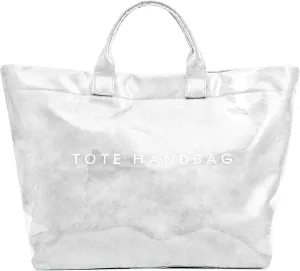 ALUSBELL Large PVC Tote Bag for Women Letters Print Tote Handbag Kraft Paper Travel Shoulder Bag Clear Carry All Hobo Handbag