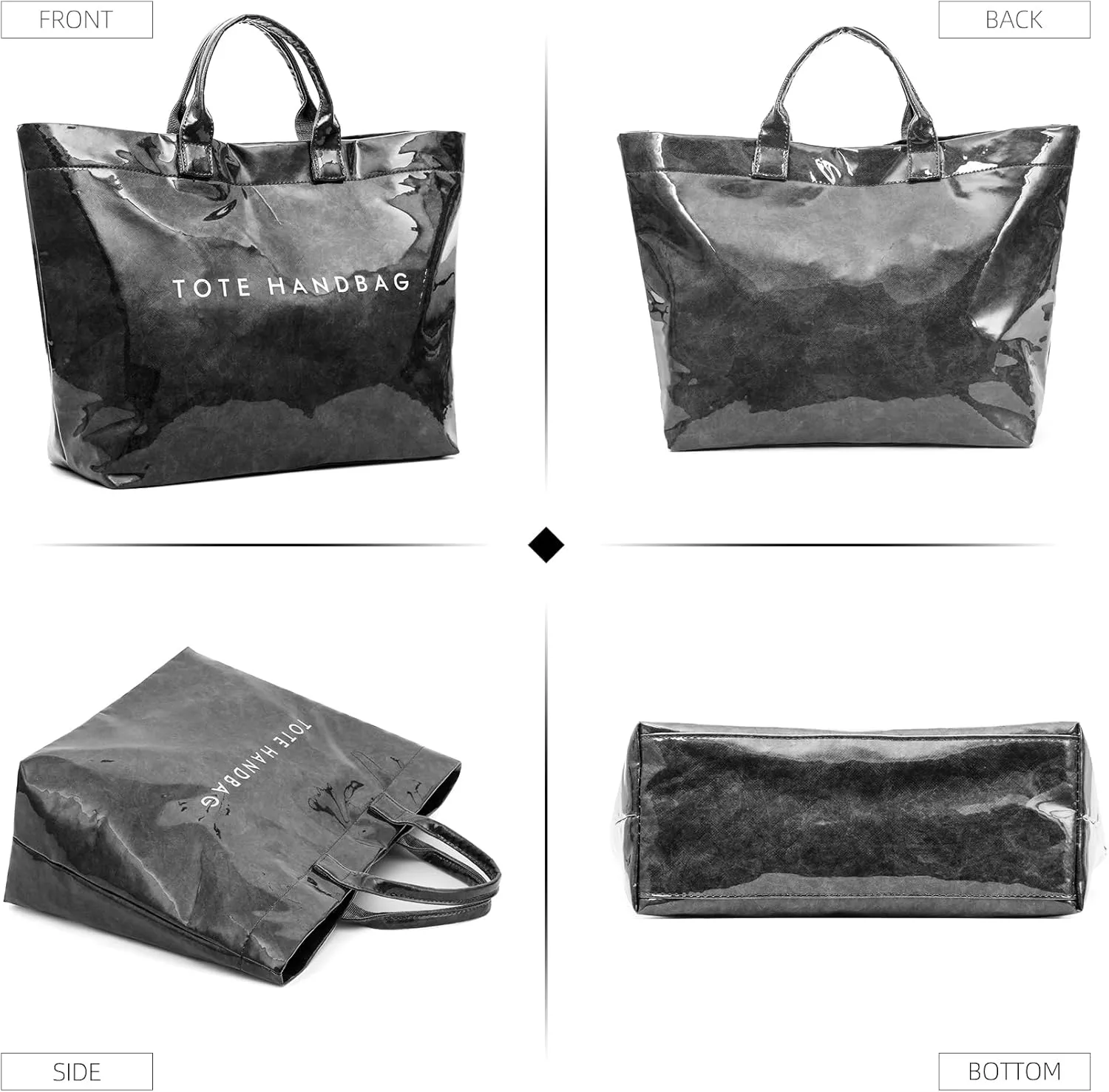 ALUSBELL Large PVC Tote Bag for Women Letters Print Tote Handbag Kraft Paper Travel Shoulder Bag Clear Carry All Hobo Handbag